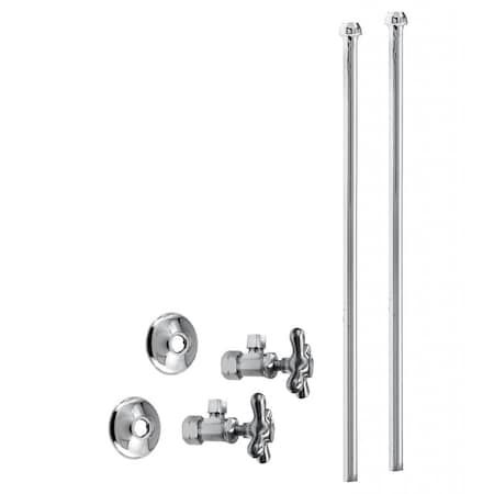 Westbrass Faucet Kit, 5/8" OD x 3/8" OD x 20" Bullnose in Polished Chrome D105KBNX-26